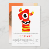 モンスタ男女兼用ーの誕生日パーティー 招待状 (正面/裏面)