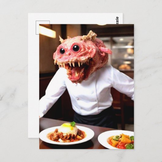 モンスタ風変わりーおもしろいシェフ ポストカード (正面/裏面)