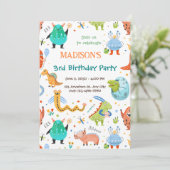 モンスタ鮮やかー&恐竜の三番目の誕生日パーティー 招待状 (スタンド正面)