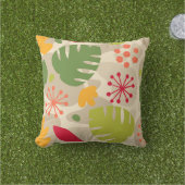 モンステモダンラリーフ抽象芸術ハワイアントロピカル-温暖 アウトドアクッション (芝生)