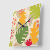 モンステモダンラリーフ抽象芸術ハワイアントロピカル-温暖 スクエア壁時計 (傾斜)