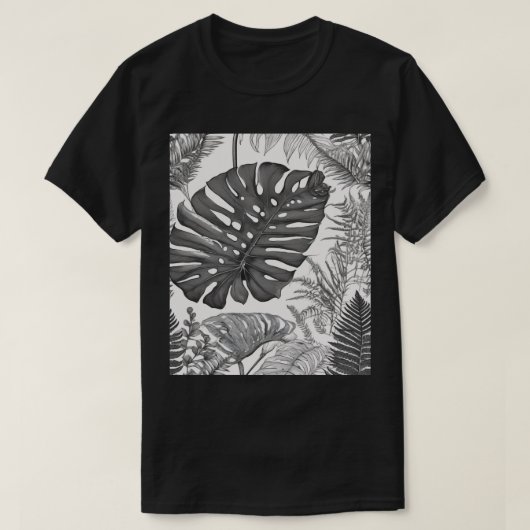 モンステラとシダの植物好きな親のためのデザイン Tシャツ (デザイン正面)