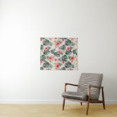 モンステラとハイビスカスパターン タペストリー (インサイチュ(横))