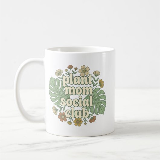 モンステラとフラワーの美意識 コーヒーマグカップ (左)