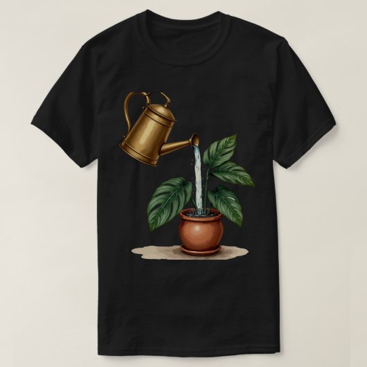 モンステラに水やり Tシャツ (デザイン正面)