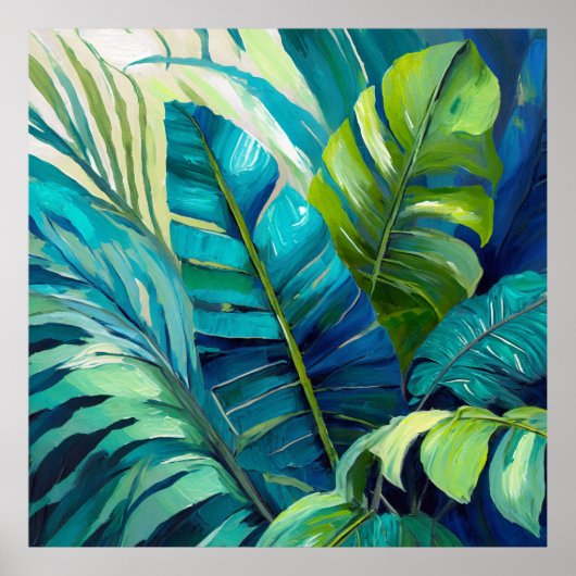 モンステラのトリプティクの華麗なる植物画 ポスター (正面)