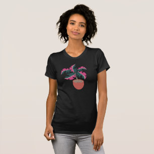 モンステラのピンクの葉のジャングルと熱帯風 Tシャツ