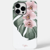 モンステラのピンクの蘭の名前と熱帯フローラ Case-Mate iPhoneケース (裏面)