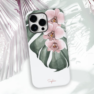モンステラのピンクの蘭の名前と熱帯フローラ Case-Mate iPhone 14 PRO MAXケース