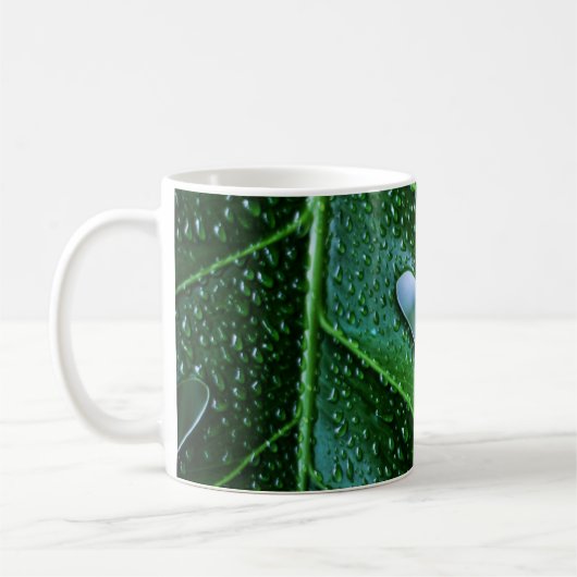 モンステラの植物の葉緑 コーヒーマグカップ (左)