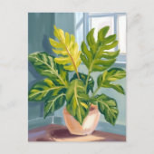 モンステラの植物 | グリーンボタニカル水彩画 ポストカード (正面)