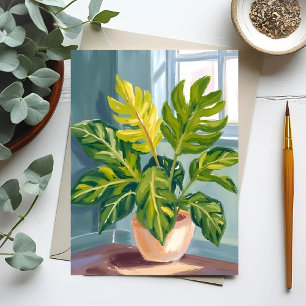 モンステラの植物 グリーンボタニカル水彩画 ポストカード