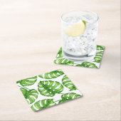 モンステラの水彩模様 スクエアペーパーコースター (インサイチュ)