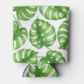 モンステラの水彩模様 缶クーラー (正面)