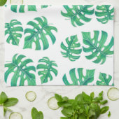 モンステラの熱帯パタ葉ーン キッチンタオル (折り畳み)