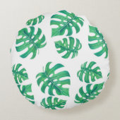 モンステラの熱帯パタ葉ーン ラウンドクッション (裏面)