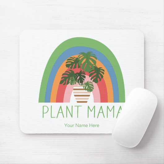 モンステラの葉のボヘミアン虹の植物ママ マウスパッド (マウス)