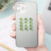モンステラの葉の抽象画 グリーンステッカーセット シール (スマートフォン)