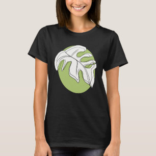 モンステラの葉の抽象的な植物のイラスト グリーン Tシャツ