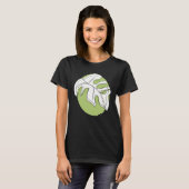 モンステラの葉の抽象的な植物のイラスト グリーン Tシャツ (正面フル)