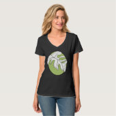 モンステラの葉の抽象的な植物イラスト グリーン Tシャツ (正面フル)