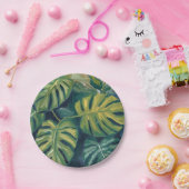 モンステラの葉の植物水彩画 ペーパープレート (パーティー)