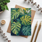 モンステラの葉の植物画ボタニカルカード