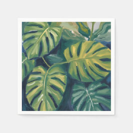 モンステラの葉の植物画水彩画 スタンダードカクテルナプキン