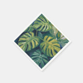 モンステラの葉の植物画水彩画 スタンダードカクテルナプキン (角)