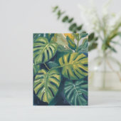 モンステラの葉の植物画 ポストカード (スタンド正面)