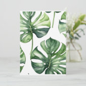 モンステラの葉の水彩画 招待状 (スタンド正面)