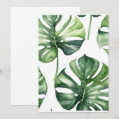 モンステラの葉の水彩画 招待状 (正面/裏面)