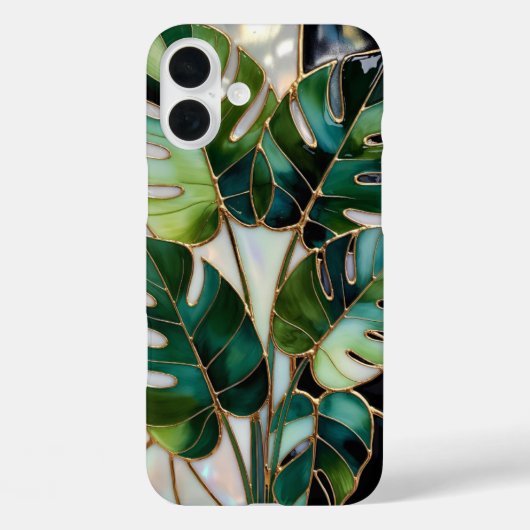 モンステラの葉の美しいデザインのスマホケース グリーン Case-Mate iPhoneケース (裏面)
