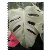 モンステラの葉の花柄模様 ノートブック (正面)