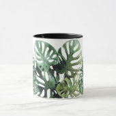 モンステラの葉は白と黒のマグ マグカップ (中央)