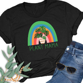 モンステラの葉を持つボヘミアン虹の植物ママ Tシャツ