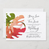 モンステラの葉手描き自然招待状 招待状 (正面)