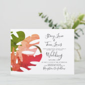 モンステラの葉手描き自然招待状 招待状 (スタンド正面)