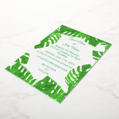 モンステラの葉 サンダーコーブ 箔招待状 (回転した状態)