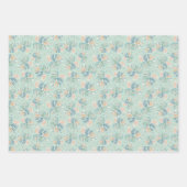 モンステラの葉 - ターコイズグリーン、コーラル、マスタード ラッピングペーパーシート (正面2)