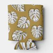 モンステラの葉、テキスタイルのシームレスなパターン。 缶クーラー (裏面)