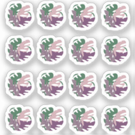 モンステラの葉 ミックス パープル グリーン シール