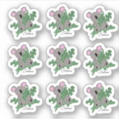 モンステラを抱えるコアラの面白いデザイン シール (正面)