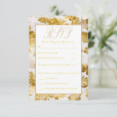 モンステラエレガントギルド金ゴールド結婚式RSVP 出欠カード (スタンド正面)