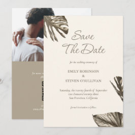 モンステラエレガント金ゴールドシャンパンフォトズ結婚ズ セーブザデート