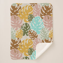 モンステラカラフルルのジャングル シェルパブランケット