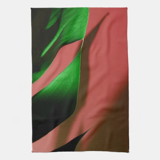 モンステラスイスチーズプラントレッドグリーンディッシュ キッチンタオル (縦)