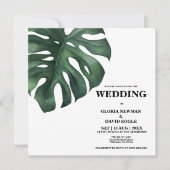 モンステラトロピカルパームリーフスクエア結婚ズ 招待状 (正面)