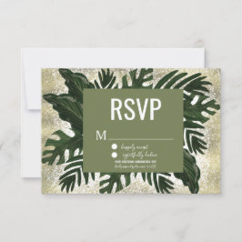 モンステラトロピカルフェイクゴールドスプラッシュRSVP 招待状