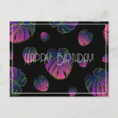 モンステラトロピカルリーフ ハッピー バースデー ポストカード (正面)